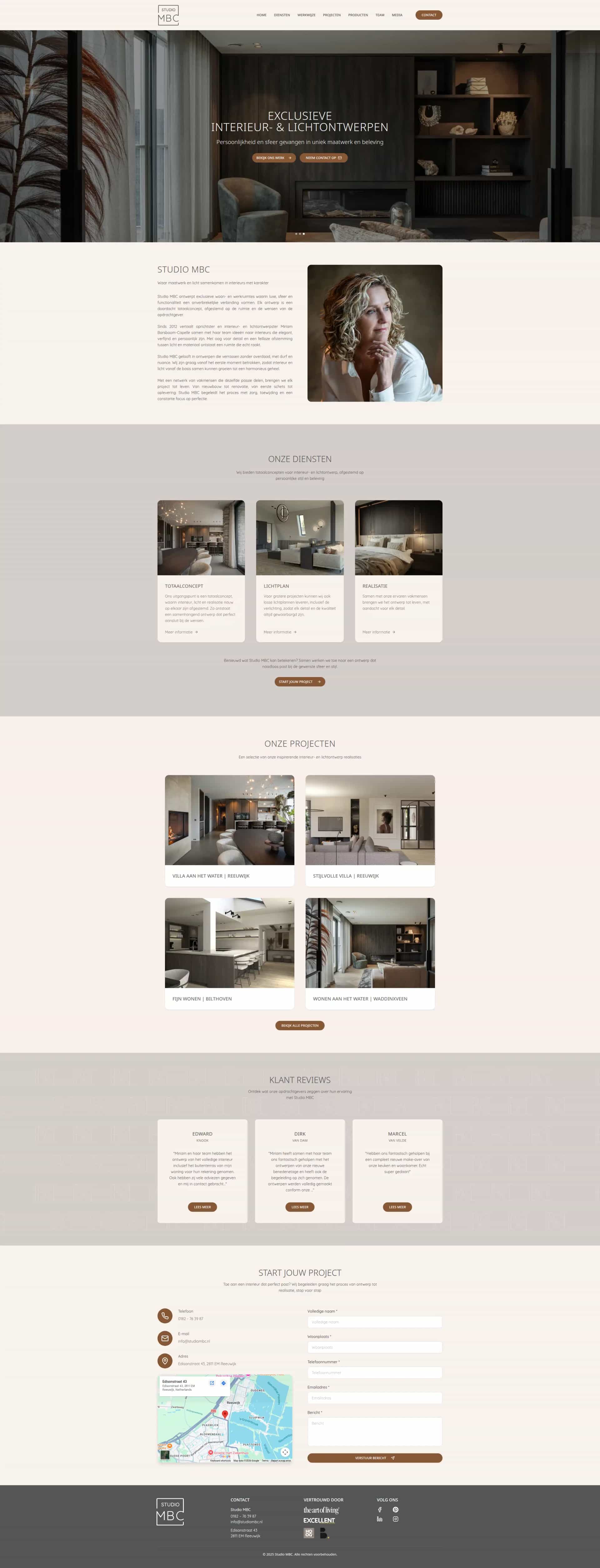 Website screenshot van Studio MBC